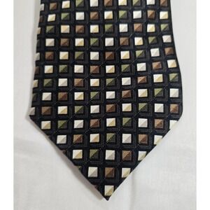 Haggar Geometric Tile Pattern Black Necktie Men's Classic Silk Blend